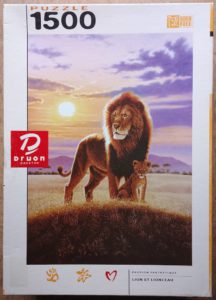 Image of the puzzle 1500, Druon, Lion and Cub, by Chris Hiett, Complete, Picture of the box