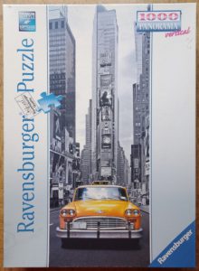 Image of the puzzle 1000, Ravensburger, New York Taxi, by Bruce Burkhardt, Complete, Picture of the box