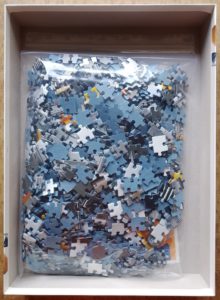 Image of the puzzle 1000, Ravensburger, New York Taxi, by Bruce Burkhardt, Complete, Picture of the bag