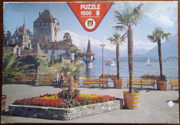 Image of the puzzle 1500, Diset, Lake Thun, Schweiz, Incomplete, Picture of the box