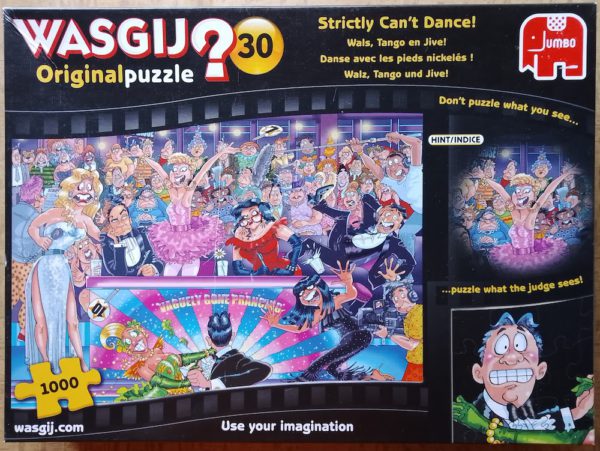 Image of the puzzle 1000, Jumbo, WASGIJ? 30 - Strictly Can't Dance!, by James Alexander, Complete, Picture of the box