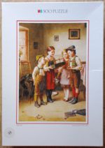 Image of the puzzle 500, MB, Children Playing with their Pet Bird, by Edmund Adler, Complete, Picture of the box