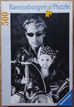 Image of the puzzle 500, Ravensburger, Biker Baby, by Kevin Peschke, Complete, Picture of the box