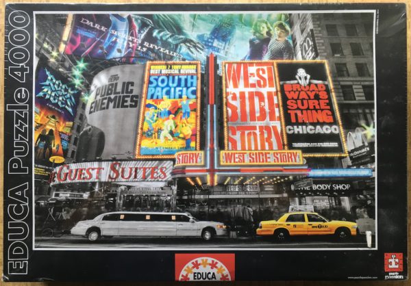 Image of the puzzle 4000, Educa, New York Theatre Signs, Factory Sealed, Picture of the box