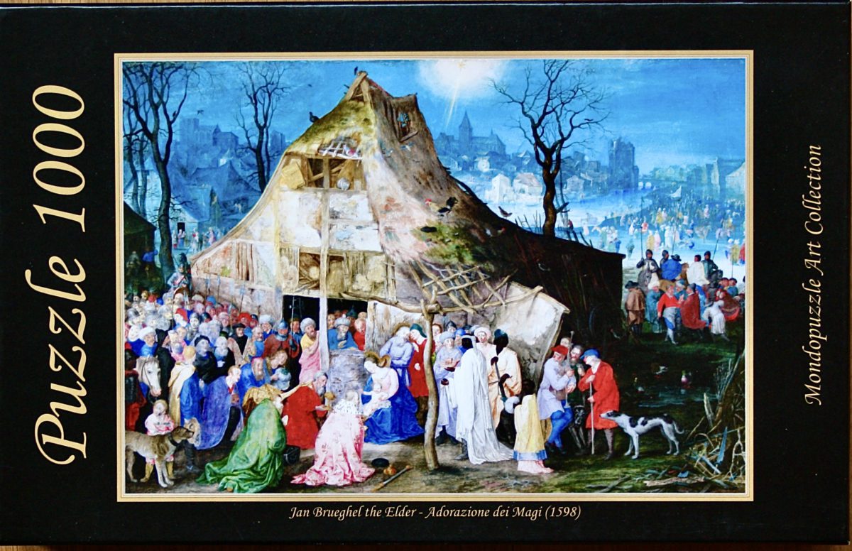 1000, Mondopuzzle, Adoration of the Magi, Jan Brueghel the Elder, Complete, Listed by ArtPuzzler Image of the puzzle 1000, Mondopuzzle, Adoration of the Magi, Jan Brueghel the Elder, Complete, Picture of the box