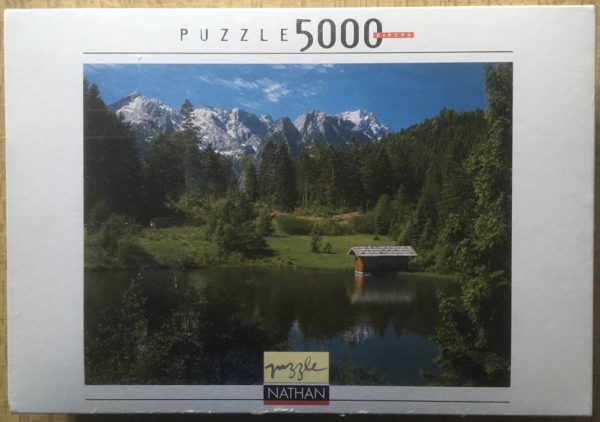 Image of the puzzle 5000, Nathan, Chalet by the Lake, by Bildagentur Huber, Factory Sealed, Picture of the box