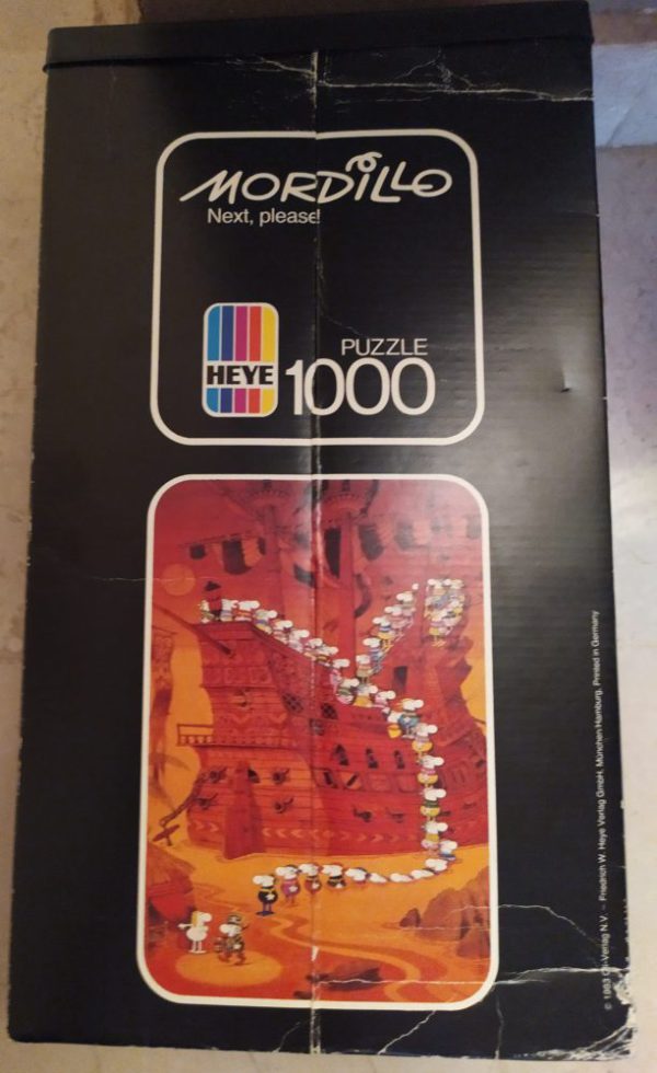 Image of the puzzle 1000, Heye, Next, please!, Guillermo Mordillo, Sealed Bag, Picture of the box