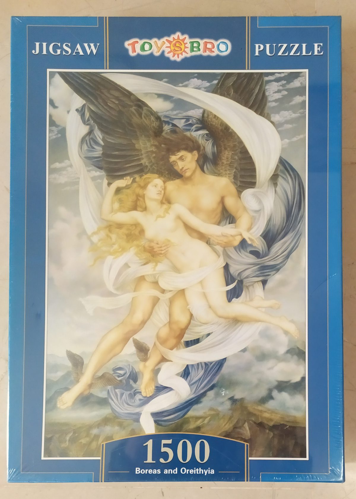 1500, Blue Eagle, Boreas and Oreithyia, by Evelyn de Morgan, Factory Sealed, Listed by Barebrain Image of the puzzle 1500, Blue Eagle, Boreas and Oreithyia, by Evelyn de Morgan, Factory Sealed, Picture of the box