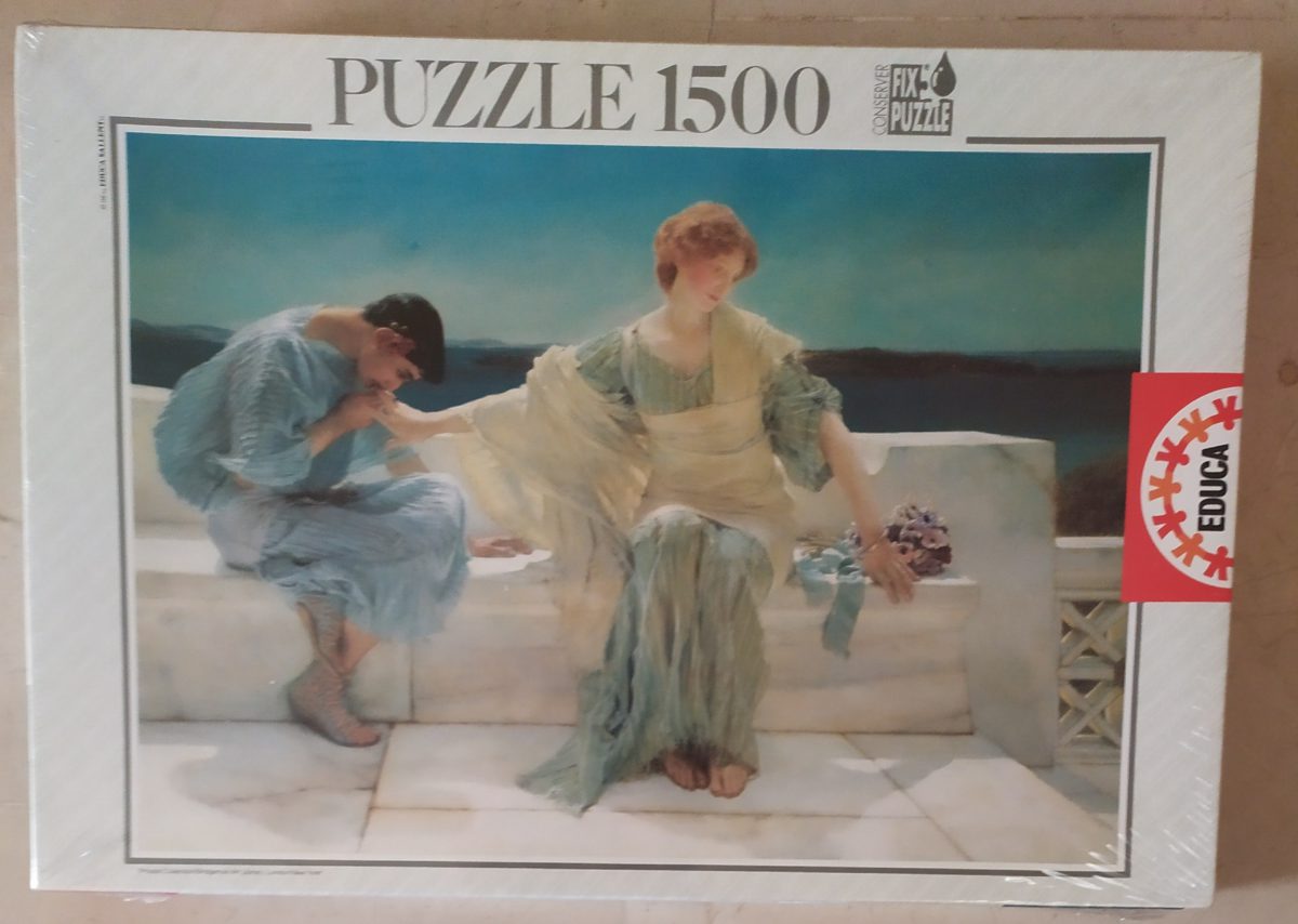 1500, Educa, Ask me no More, by Sir Lawrence Alma-Tadema, Factory Sealed, Listed by Barebrain Image of the puzzle 1500, Educa, Ask me no More, by Sir Lawrence Alma-Tadema, Factory Sealed, Picture of the box