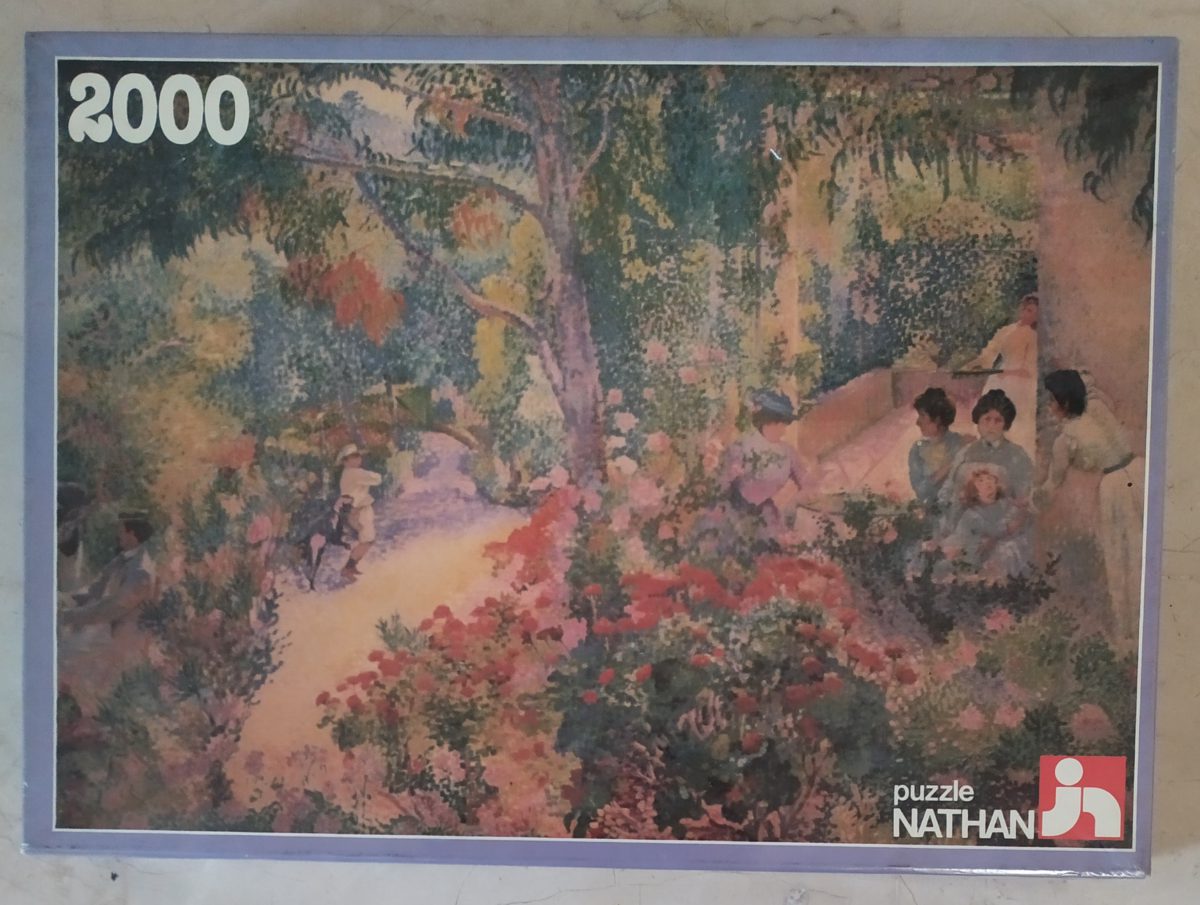 Image of the puzzle 2000, Nathan, An Afternoon in the Garden, by Henri-Edmond Cross, Factory Sealed, Picture of the box