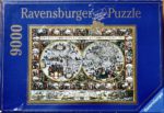 Image of the puzzle 9000, Ravensburger, Big World Map 1611, Pieter van den Keere, Factory Sealed, Picture of the box