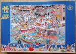 Image of the puzzle 1500, Jumbo, Crazy Harbor, by Jan van Haasteren, Complete, Picture of the box