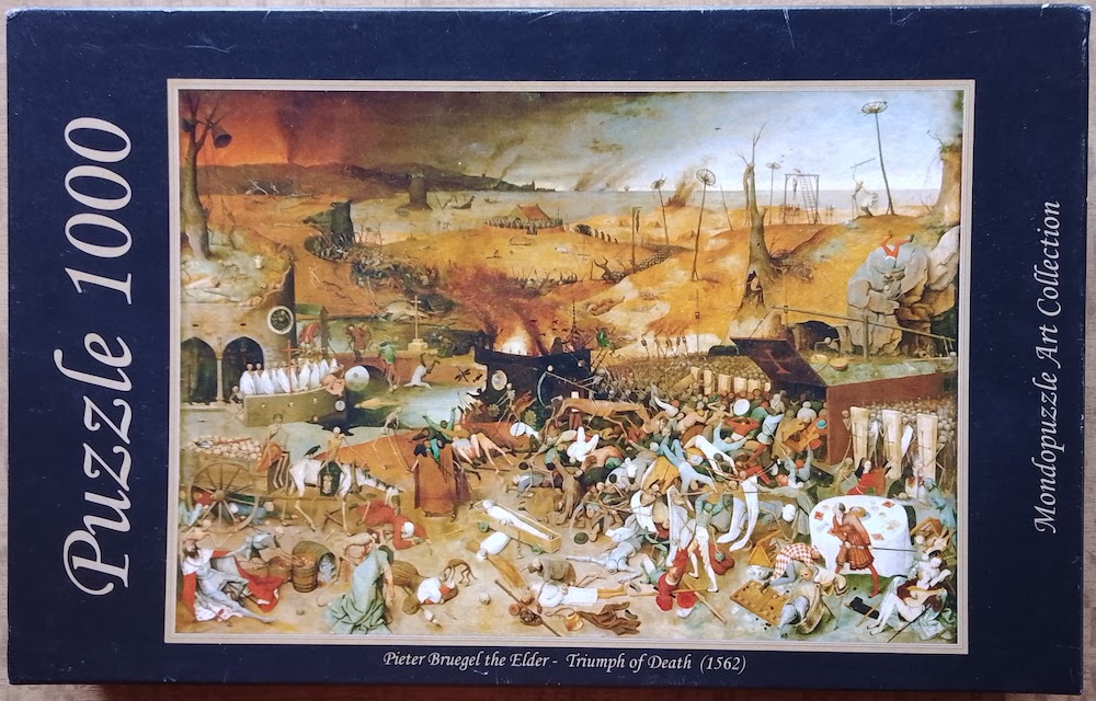 1000, Mondopuzzle, Triumph of Death, by Pieter Bruegel the Elder Image of the puzzle 1000, Mondopuzzle, Triumph of Death, by Pieter Bruegel the Elder, Picture of the box