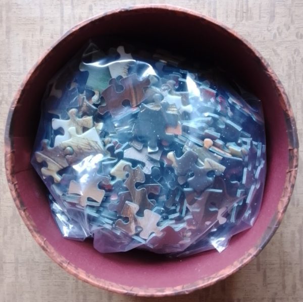 Image of the puzzle 500, Past Times, Victorian Cat Musicians (Double Sided), by Calr Reichert and Henriëtte Ronner-Knip, Complete, Picture of the bag