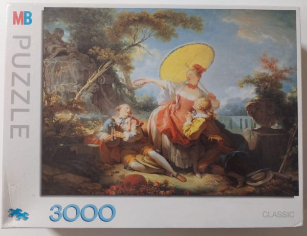 Image of the puzzle 3000, MB, The Musical Contest, by Jean-Honoré Fragonard, Factory Sealed, Picture of the box