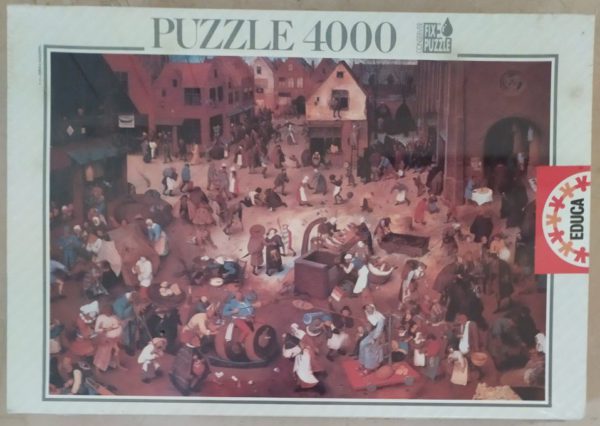 Image of the puzzle 4000, Educa, The Fight Between Carnival Lent, by Pieter Bruegel the Elder, Factory Sealed, Picture of the box