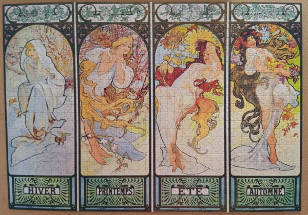 Image of the puzzle 1000, Bluebird, Four Seasons, by Alphonse Mucha, Complete, Picture of the puzzle