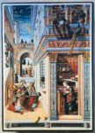 Image of the puzzle 1000, JR Puzzles, The Annunciation, with Saint Emidius, by Carlo Crivelli, Complete, Picture of the box