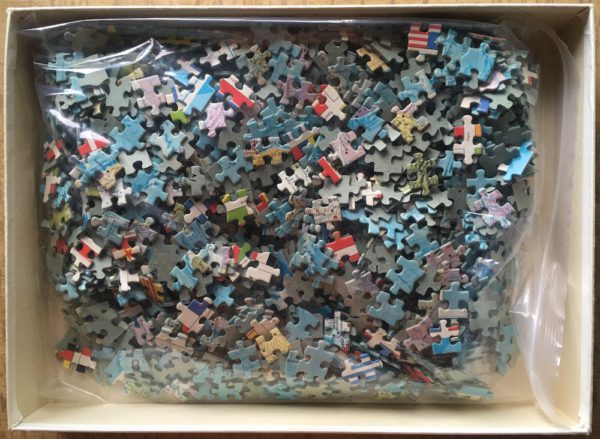 Image of the puzzle 1500, Ravensburger, Wereldkaart, Complete, Picture of the bag