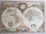 Image of the puzzle 3000, MB, 16th Century World Map, by Hendrick Doncker, Sealed Bag, Picture of the box