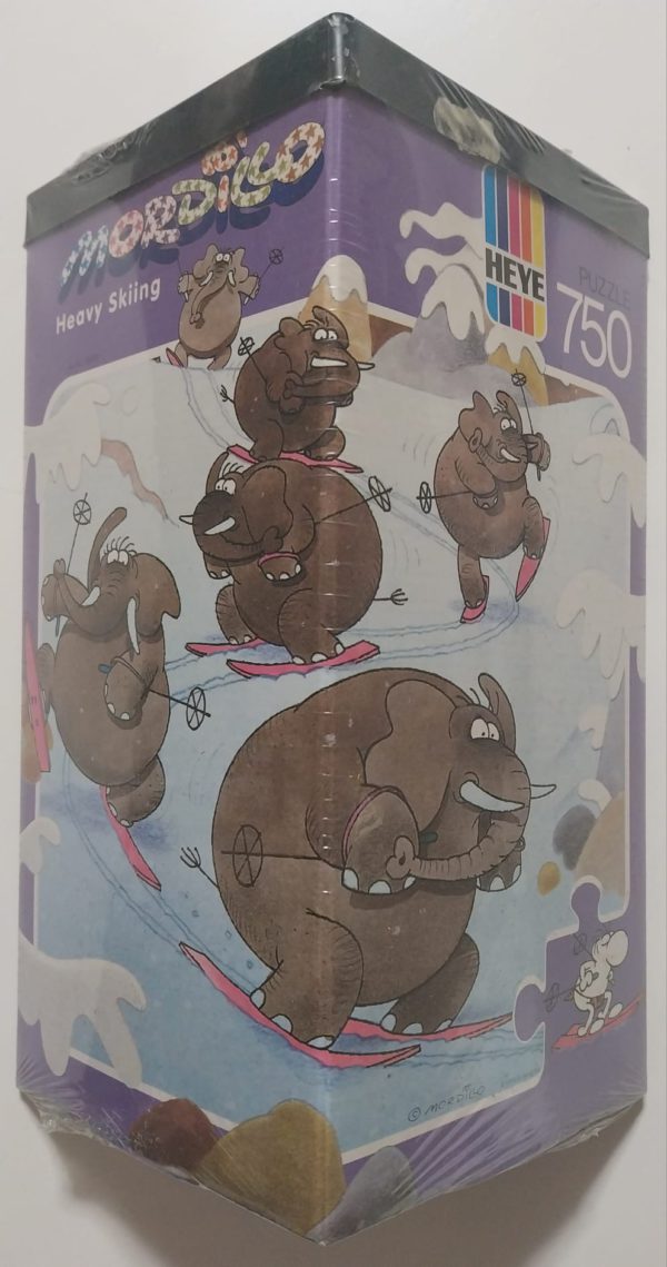 Image of the puzzle 750, Heye, Heavy Skiing, Guillermo Mordillo, Factory Sealed, Picture of the box