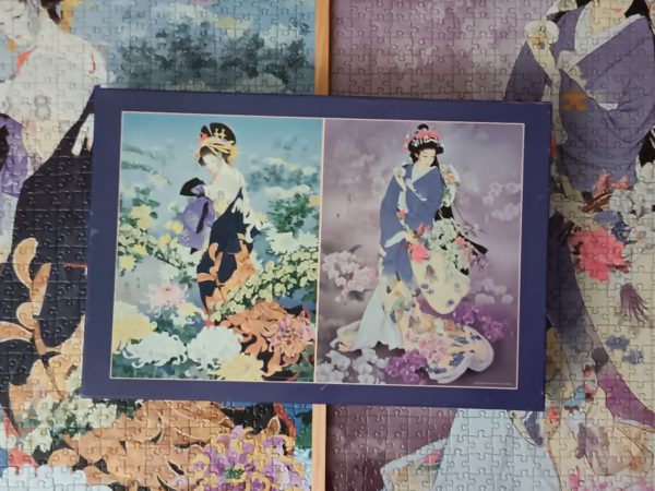Image of the puzzle 2x1000, Express Gifts, Flowers of the Orient, Haruyo Morita, Incomplete, Picture of the box