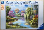 Image of the puzzle 500, Ravensburger, Romantic Pond View, by Sung Kim, Complete, Picture of the box
