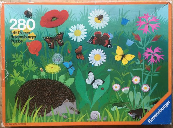 Image of the puzzle 280, Ravensburger, Meadow Animals, by Sigrid Heuck, Complete, Picture of the box