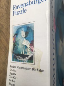 Image of the puzzle 1000, Ravensburger, The Cat, by Rosina Wachtmeister, Complete, Detail of the box