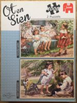 Image of the puzzle 2x1000, Jumbo, Playing School & That's no Catwork, by Cornelis Jetses, Complete, Picture of the box