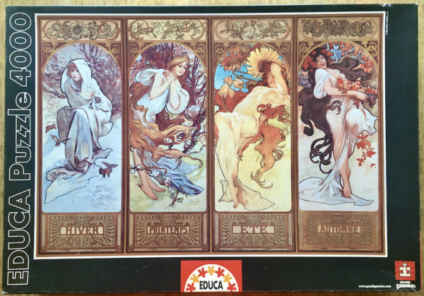 Image of the puzzle 4000, Educa, Four Seasons, Alphonse Mucha, Sealed Bag, Picture of the box