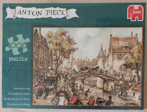 Image of the puzzle 1000, Jumbo, The Coach on the Bridge, by Anton Pieck, Factory Sealed, Picture of the box