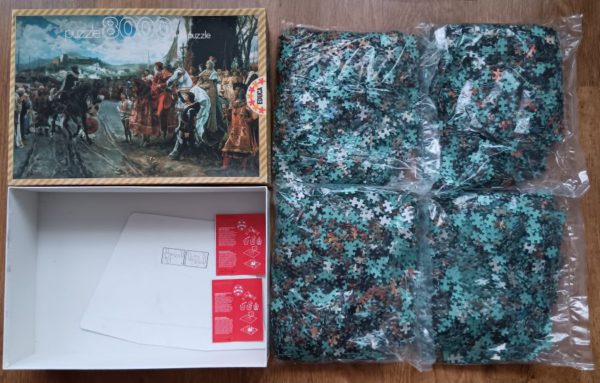 Image of the puzzle 8000, Educa, The Capitulation of Granada, by Francisco Pradilla, Sealed Bag, Picture of the bags