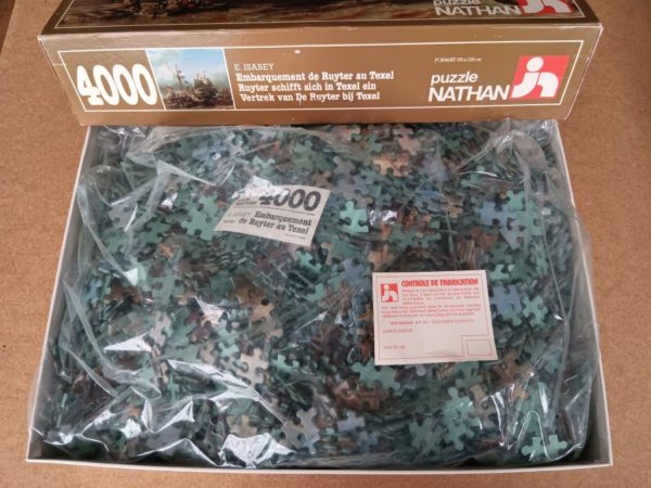 Image of the puzzle 4000, Nathan, Ruyter Sets off from Texel, by Eugène Isabey, Sealed Bag, Picture of the bag