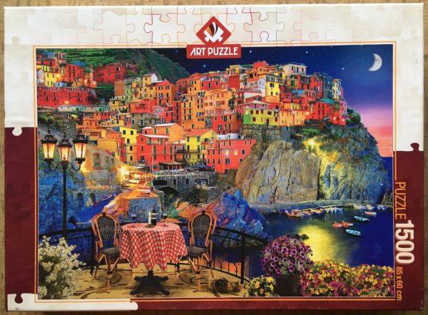 Image of the puzzle 1500, Art Puzzle, Cinque Terre, Italy, by David Maclean, Complete, Picture of the box