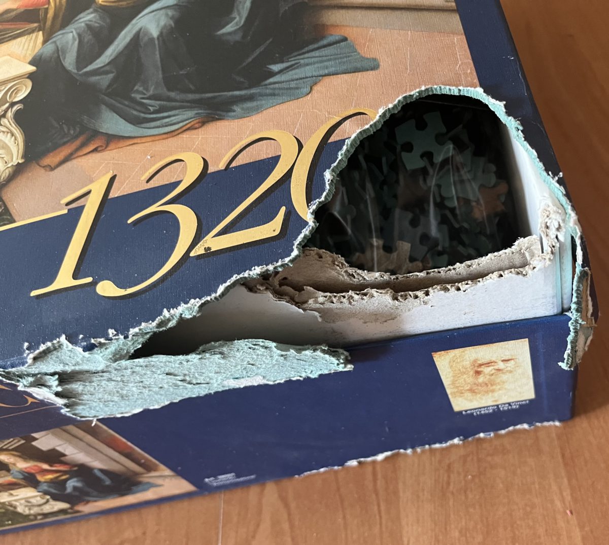 Image of the puzzle 13200, Clementoni, The Annunciation, Leonardo a Vinci, Sealed Bag, Detail of the box