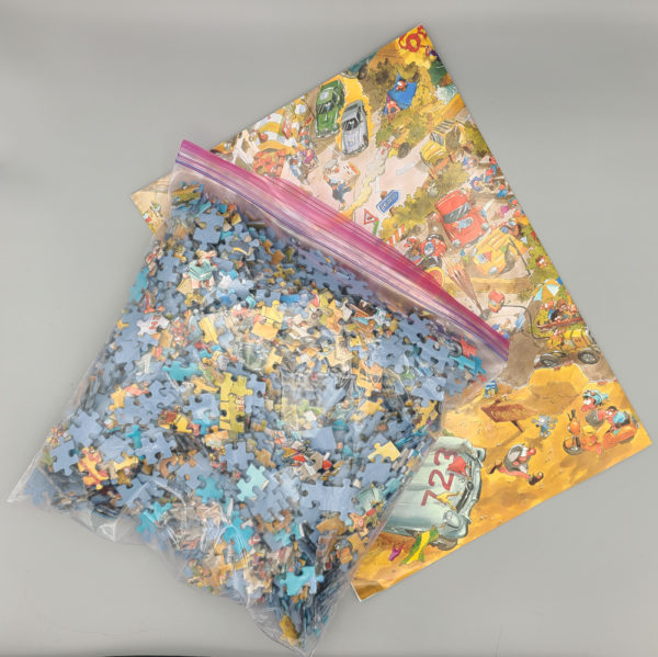 Image of the puzzle 1500, Heye, Rallye Italia, by Jan Birck "Jabo", Complete, Picture of the bag