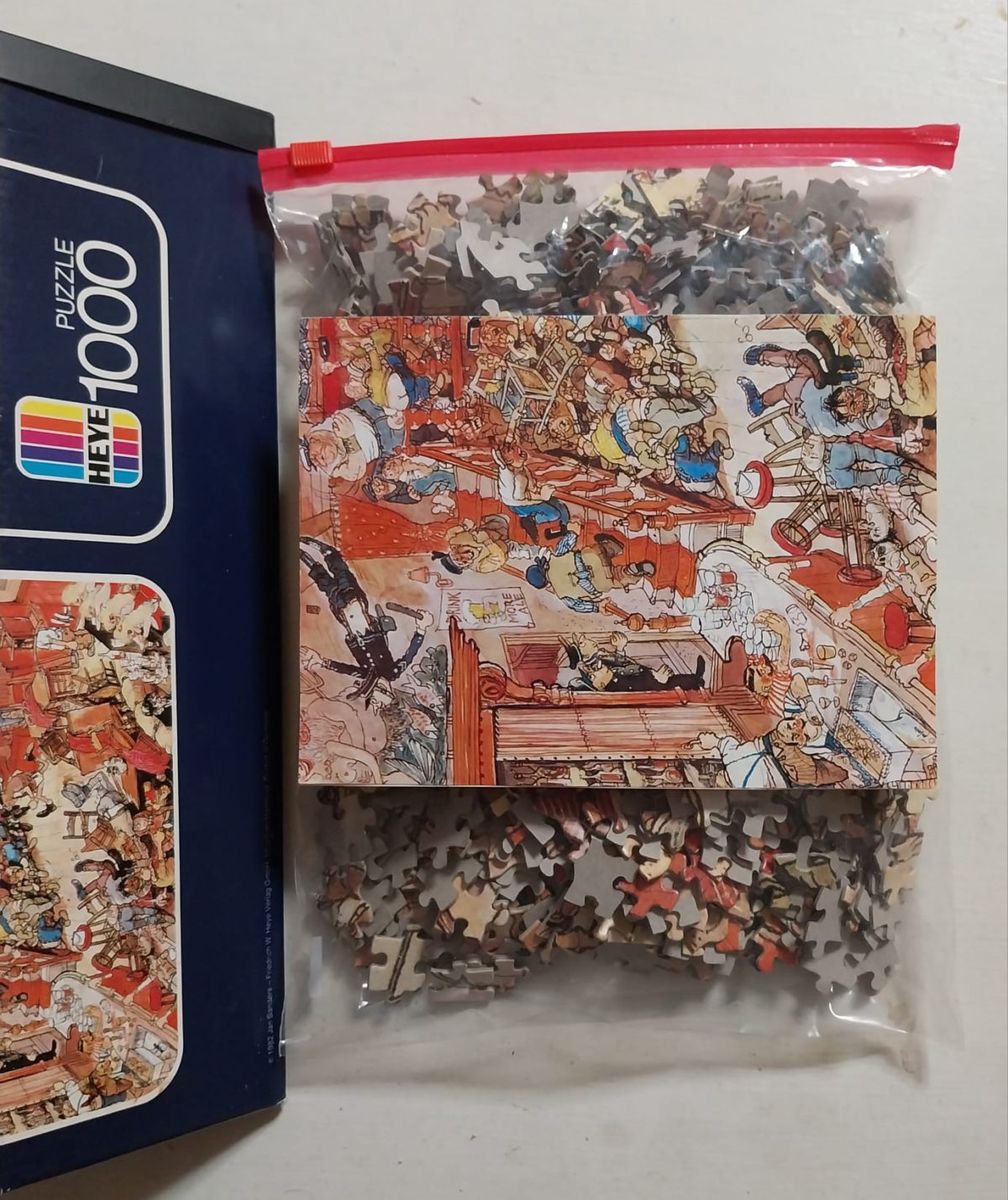 Image of the puzzle 1000, Heye, Sailors Party, Jan Sanders, Complete, Picture of the bag