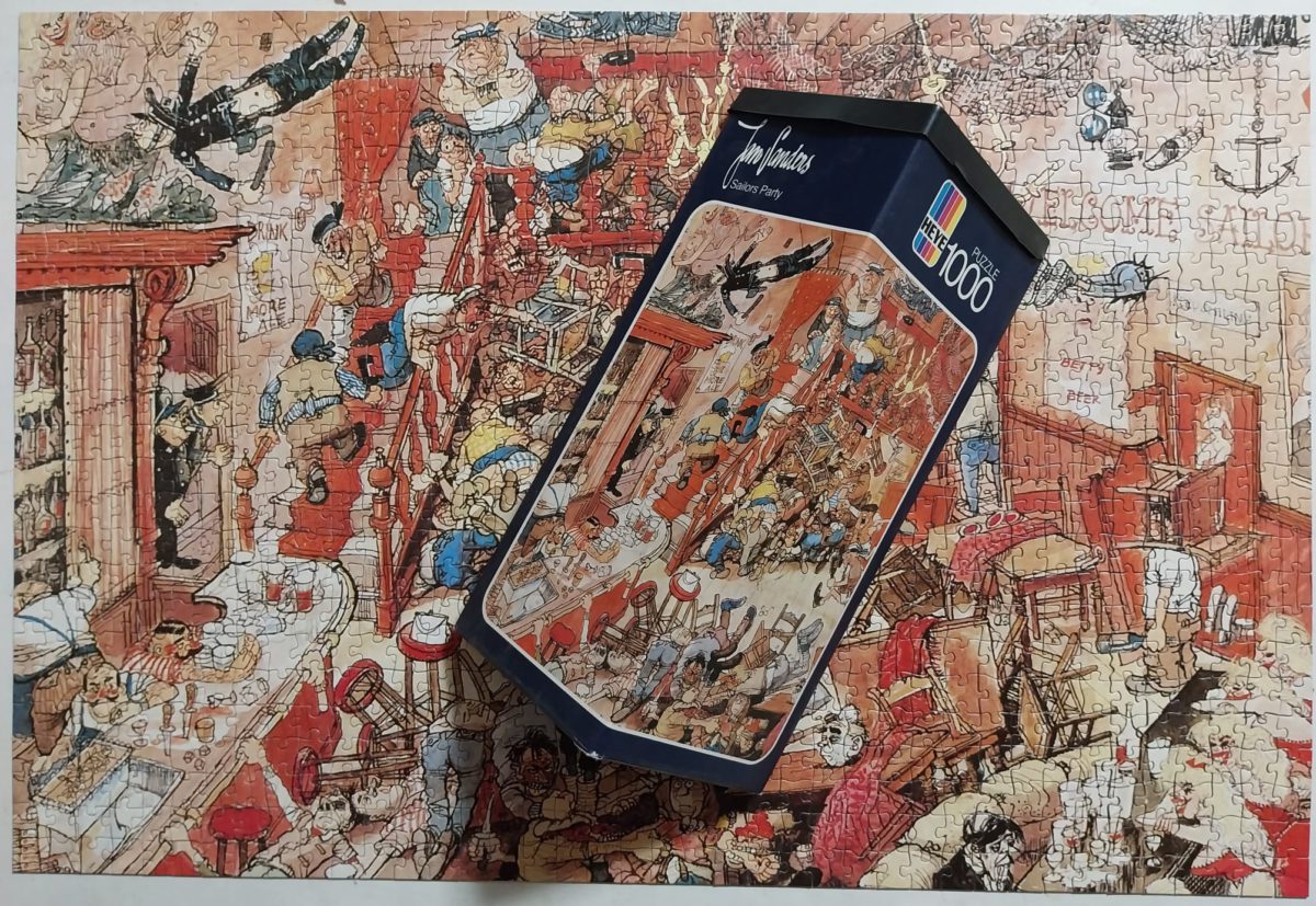 Image of the puzzle 1000, Heye, Sailors Party, Jan Sanders, Complete, Picture of the contents