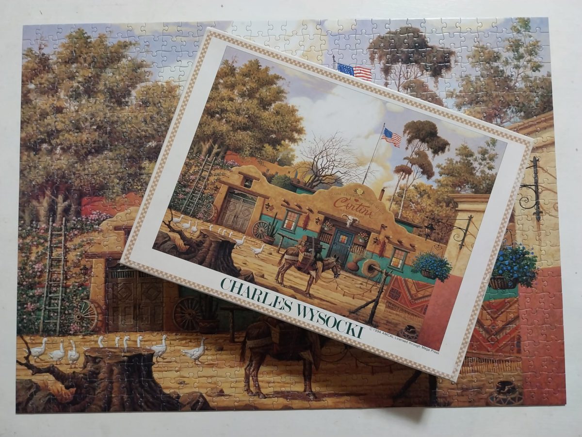 750, Yanoman, Sunday Morning Stroll, Charles Wysocki, Complete, Listed by Vanesa Image of the puzzle 750, Yanoman, Sunday Morning Stroll, Charles Wysocki, Complete, Picture of the contents