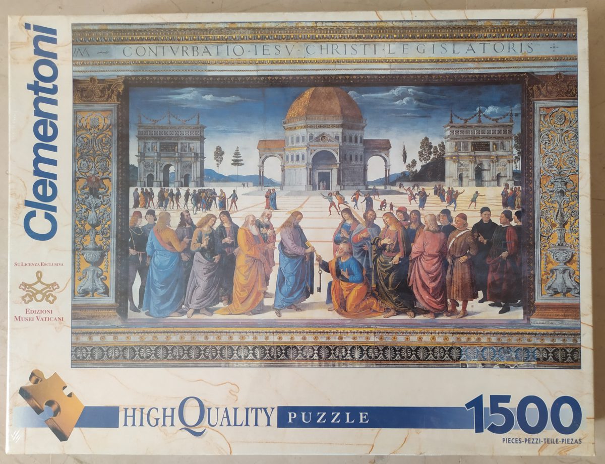 Image of the puzzle 1500, Clementoni, The Delivery of the Keys to Saint Peter, by Pietro Perugino, Factory Sealed, Picture of the box