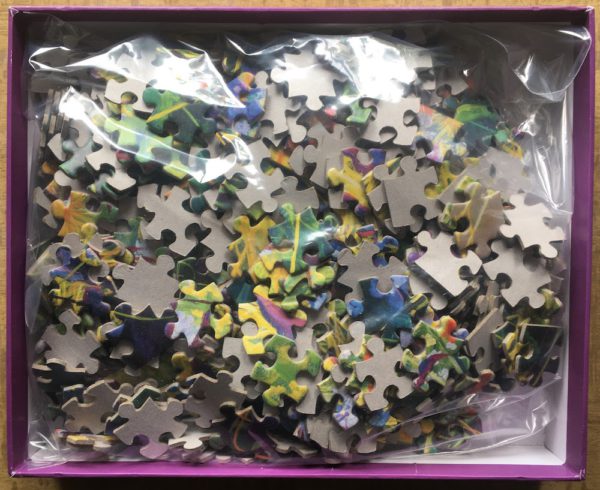 Image of the puzzle 500, Pomegranate, Garden Border with Inula, Orach, and Cranesbill, by Rosalind Wise, Complete, Picture of the bag