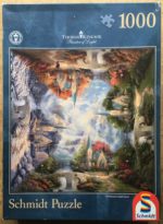 Image of the puzzle 1000, Schmidt, The Mountain Chapel, Seasons, by Thomas Kinkade, Complete, Picture of the box