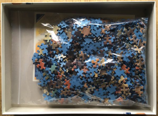 Image of the puzzle 1000, Ravensburger, In the Harem, by Juan JimĂ©nez MartĂn, Complete, Picture of the bag