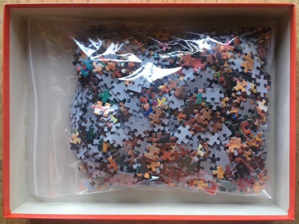 Image of the puzzle 1000, Jumbo, Santa's Workshop, by Joan Steiner, Complete, Picture of the bag