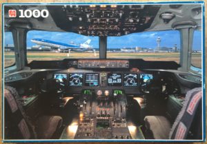 Image of the puzzle 1000, Jumbo, Cockpit, Complete, Picture of the box