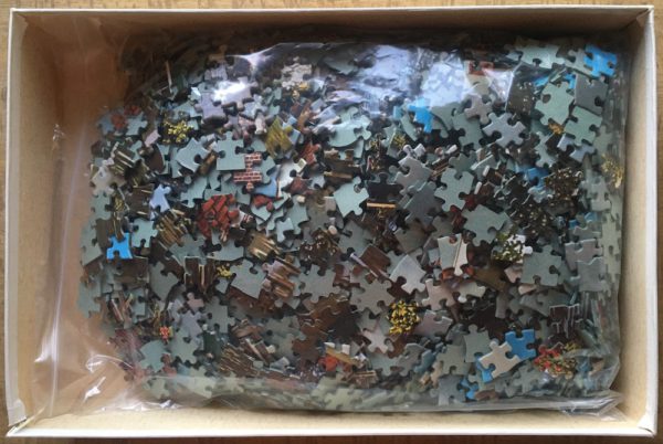 Image of the puzzle 2500, F.X. Schmid, Drawbridge in Edam, North Holland, Incomplete, Picture of the bag