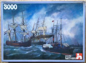 Image of the puzzle 3000, Nathan, Ships Entering Le Havre, Édouard Adam, Complete, Picture of the box