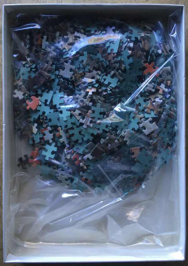 Image of the puzzle 1000, Nathan, The Clock Mender, Norman Rockwell, Complete, Picture of the bag