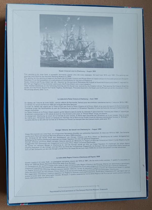 Image of the puzzle 1500, Falcon, Napoleon III Receiving Queen Victoria, by Jules Achille Noël, Sealed Bag, Picture of the back